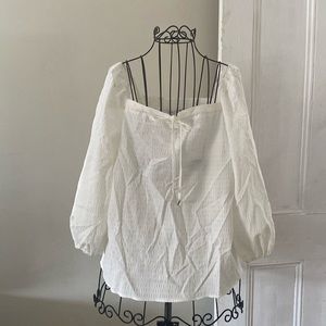 Smocked puff sleeve blouse